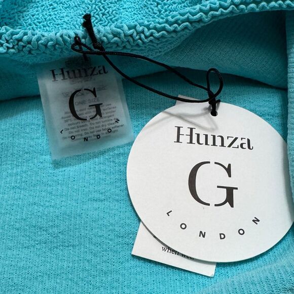 Hunza G One Piece Swimsuit | NWT | One Size | Stretch Crinkle | Turquoise - Picture 6 of 8